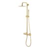 Vema Thermostatic Round Bar Valve w/Fixed Head & Riser - Brushed Brass