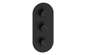Grove Thermostatic Two Outlet Triple Shower Valve - Matt Black