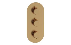 Grove Thermostatic Two Outlet Triple Shower Valve - Brushed Bronze