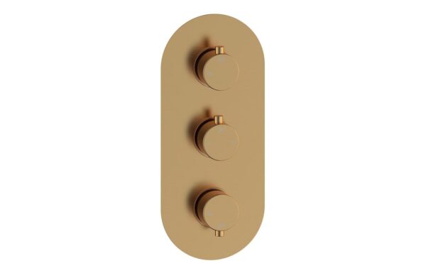 Grove Thermostatic Two Outlet Triple Shower Valve - Brushed Bronze