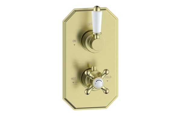 Beverley Traditional Lever Thermostatic Single Outlet Shower Valve - Brushed Brass