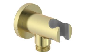 Grove Round Handset Wall Bracket with Wall Outlet - Brushed Brass
