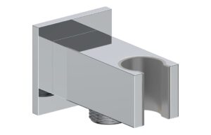Ashby Square Handset Wall Bracket with Wall Outlet - Chrome