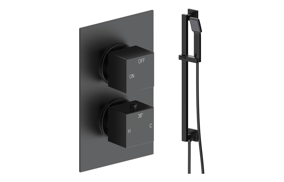 Ashby Square Shower Valve & Kit Pack 2 - Matt Black