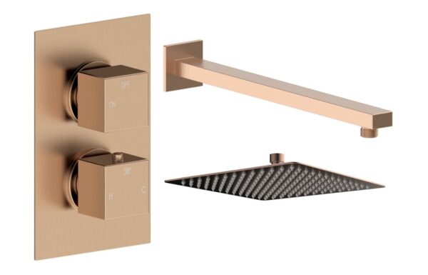 Ashby Square Shower Valve & Kit Pack 1 - Brushed Bronze
