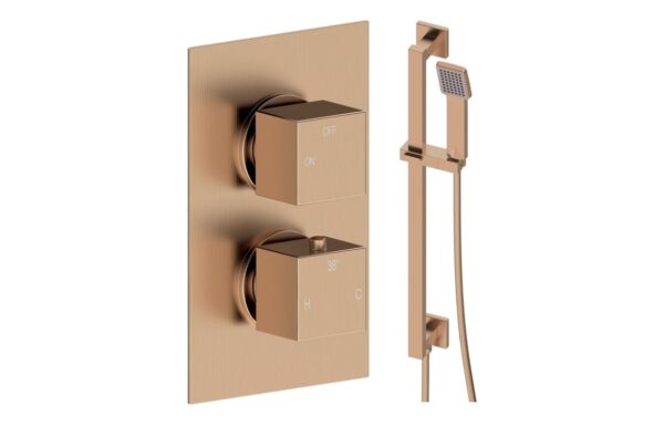 Ashby Square Shower Valve & Kit Pack 2 - Brushed Bronze