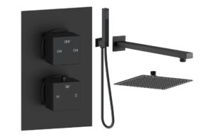 Ashby Square Shower Valve & Kit Pack 4 - Matt Black