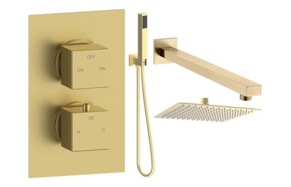 Ashby Square Shower Valve & Kit Pack 4 - Brushed Brass