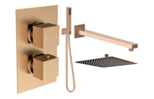 Ashby Square Shower Valve & Kit Pack 4 - Brushed Bronze