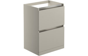 Stevenage 600mm 2 Drawer Floor Standing Basin Unit (No Top) - Matt Latte
