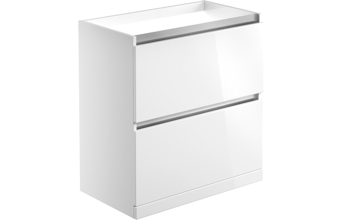 Stevenage 800mm 2 Drawer Floor Standing Basin Unit (No Top) - White Gloss