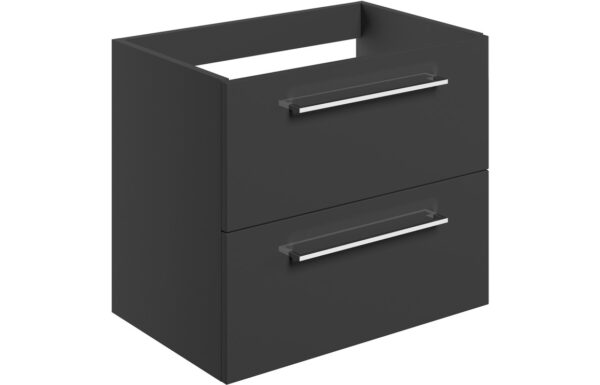 Malvern 590mm Wall Hung 2 Drawer Basin Unit (No Top) - Anthracite Gloss
