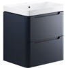 Hertford 605mm 2 Drawer Wall Hung Basin Unit - Matt Indigo