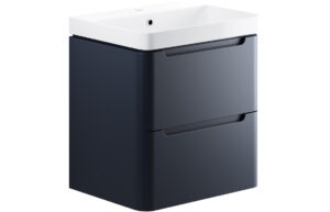 Hertford 605mm 2 Drawer Wall Hung Basin Unit - Matt Indigo