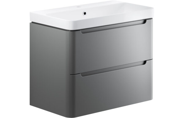 Hertford 805mm 2 Drawer Wall Hung Basin Unit - Matt Grey