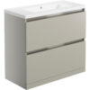 Stevenage 815mm 2 Drawer Floor Standing Basin Unit Inc. Basin - Matt Latte