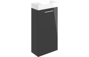 Malvern 410mm Floor Standing 1 Door Basin Unit & 1TH Basin - Anthracite Gloss