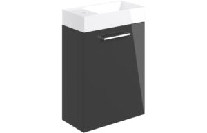 Malvern 410mm Wall Hung 1 Door Basin Unit & 1TH Basin - Anthracite Gloss