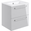 Malvern 510mm Wall Hung 2 Drawer Basin Unit & 1TH Thin Edge Basin - Grey Gloss