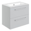 Malvern 610mm Wall Hung 2 Drawer Basin Unit & 1TH Thin Edge Basin - Grey Gloss