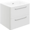 Knebworth 610mm 2 Drawer Wall Unit & Basin - White Gloss