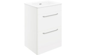 Knebworth 610mm 2 Drawer Floor Unit & Basin - White Gloss
