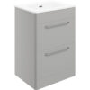 Knebworth 610mm 2 Drawer Floor Unit & Basin - Grey Gloss