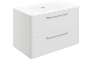 Knebworth 810mm 2 Drawer Wall Unit & Basin - White Gloss