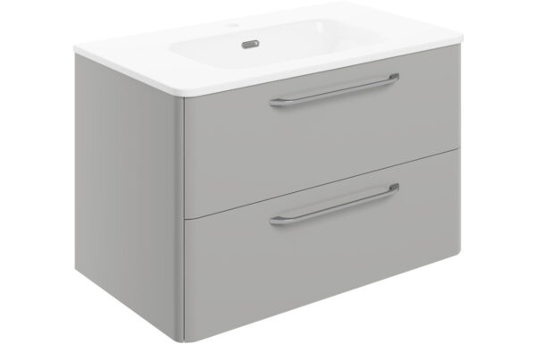 Knebworth 810mm 2 Drawer Wall Unit & Basin - Grey Gloss