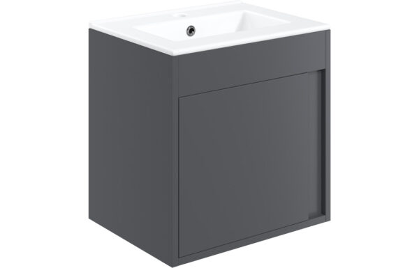 Welwyn 510mm Wall Hung Unit Inc. Basin - Matt Graphite Grey