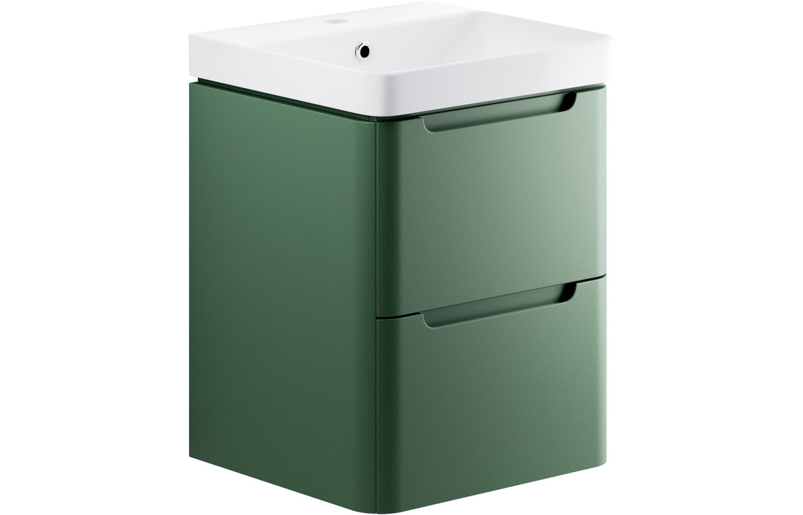 Hertford 500mm 2 Drawer Wall Hung Cloakroom Basin Unit - Matt Sage Green