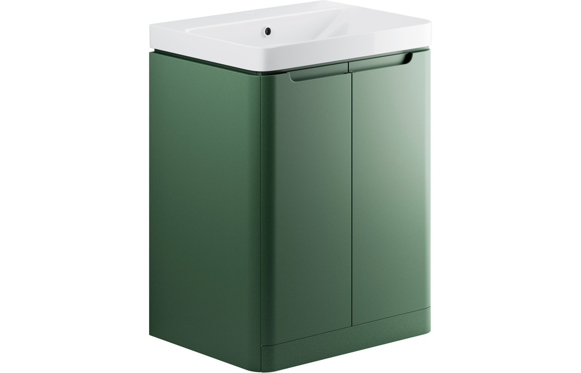 Hertford 605mm 2 Door Floor Standing Basin Unit - Matt Sage Green