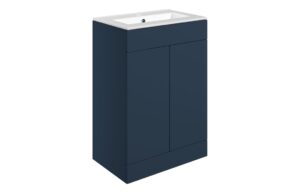 Cuffley 610mm Floor Standing 2 Door Basin Unit & 1TH Basin - Matt Deep Blue
