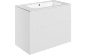 Cuffley 815mm Wall Hung 2 Drawer Basin Unit & 1TH Basin - Matt White