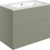 Cuffley 815mm Wall Hung 2 Drawer Basin Unit & 1TH Basin - Matt Olive Green
