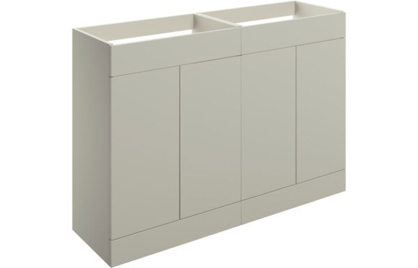 Cuffley 1180mm Floor Standing 4 Door Basin Unit (No Top) - Matt Latte