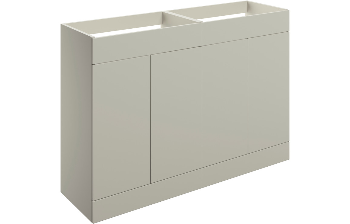Cuffley 1180mm Floor Standing 4 Door Basin Unit (No Top) - Matt Latte