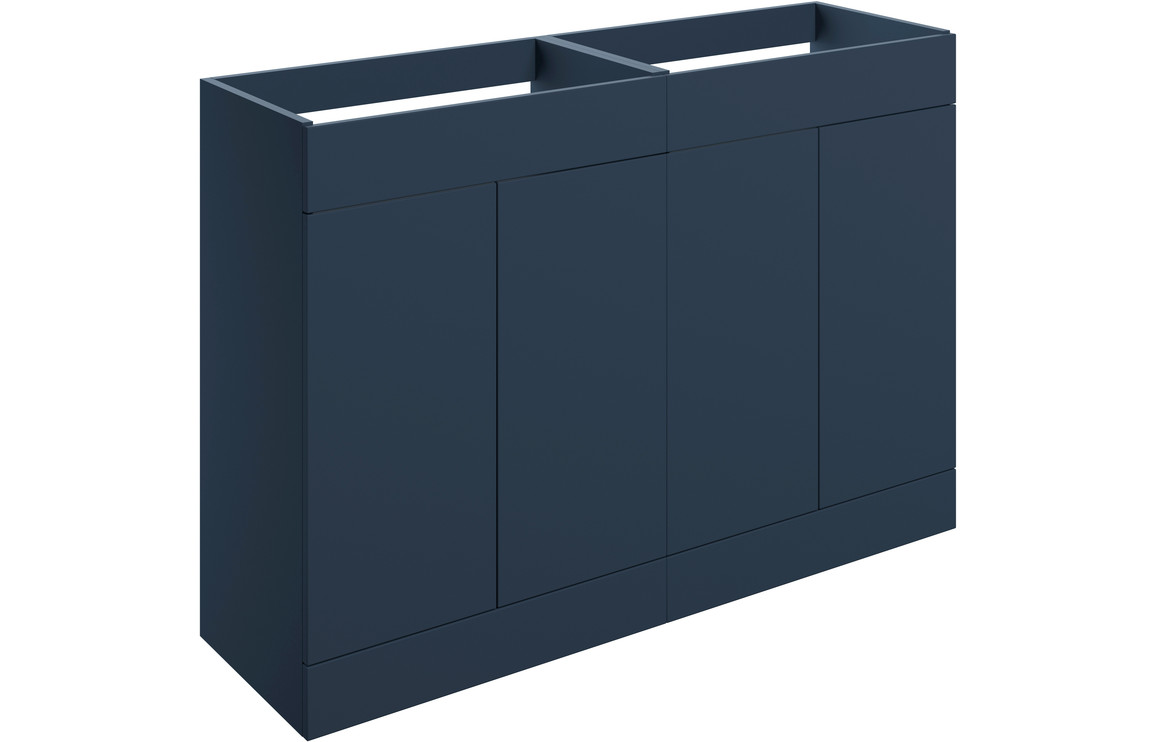 Cuffley 1180mm Floor Standing 4 Door Basin Unit (No Top) - Matt Deep Blue