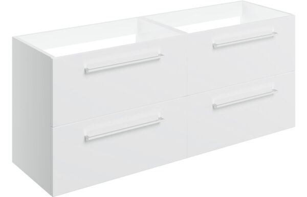 Malvern 1180mm Wall Hung 2 Drawer Basin Unit Run (No Top) - White Gloss