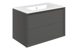 Harpenden 810mm Wall Hung 2 Drawer Basin Unit & 1TH Thin Edge Basin - Matt Clay