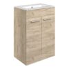 Malvern 610mm Floor Standing 2 Door Basin Unit & 1TH Thin Edge Basin - Oak