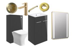 Malvern 510mm F/S Furniture Pack - Anthracite Gloss w/Brushed Brass Finishes