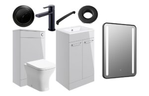 Malvern 510mm F/S Furniture Pack - Grey Gloss w/Black Finishes