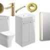 Malvern 510mm F/S Furniture Pack - Grey Gloss w/Brushed Brass Finishes