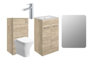 Malvern 510mm F/S Furniture Pack - Oak w/Chrome Finishes