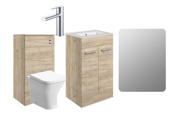 Malvern 510mm F/S Furniture Pack - Oak w/Chrome Finishes