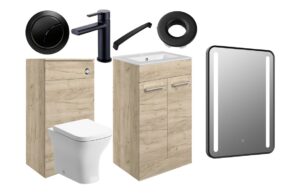 Malvern 510mm F/S Furniture Pack - Oak w/Black Finishes