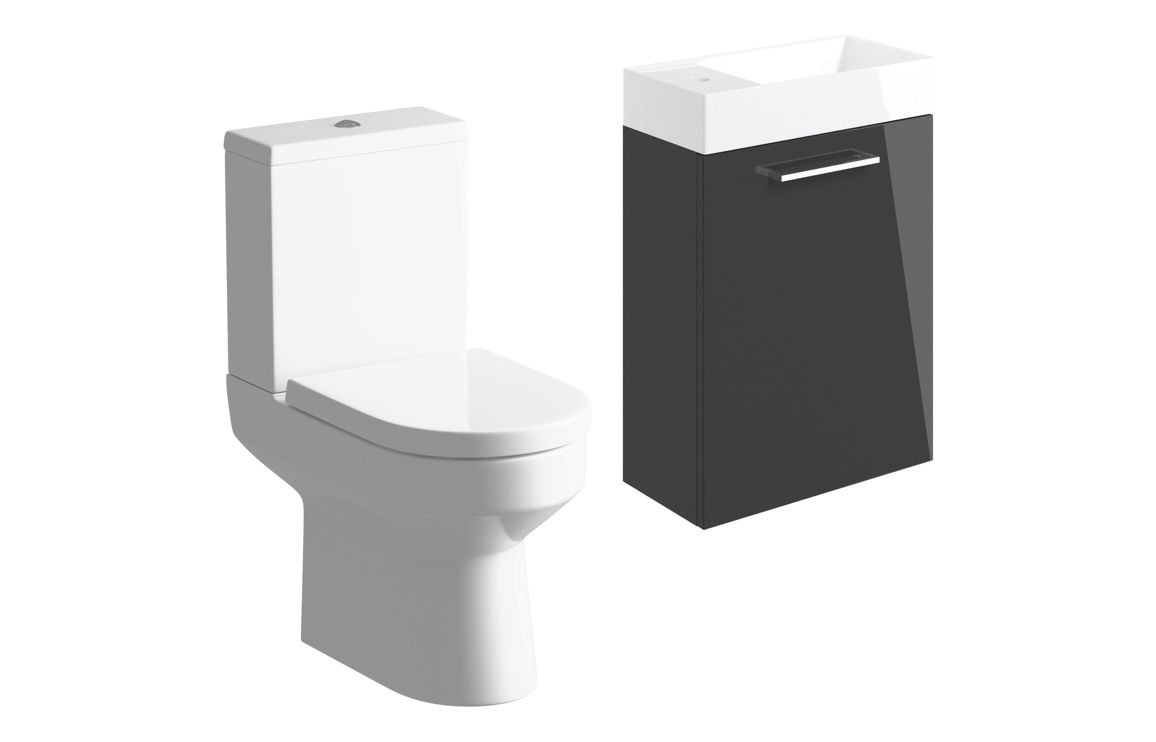Malvern 410mm W/H Basin Unit & C/C Toilet Pack - Anthracite Gloss