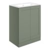 Benington 615mm Floor Standing 2 Door Basin Unit & Basin - Matt Reed Green