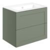 Benington 615mm Wall Hung 2 Drawer Basin Unit & Basin - Matt Reed Green